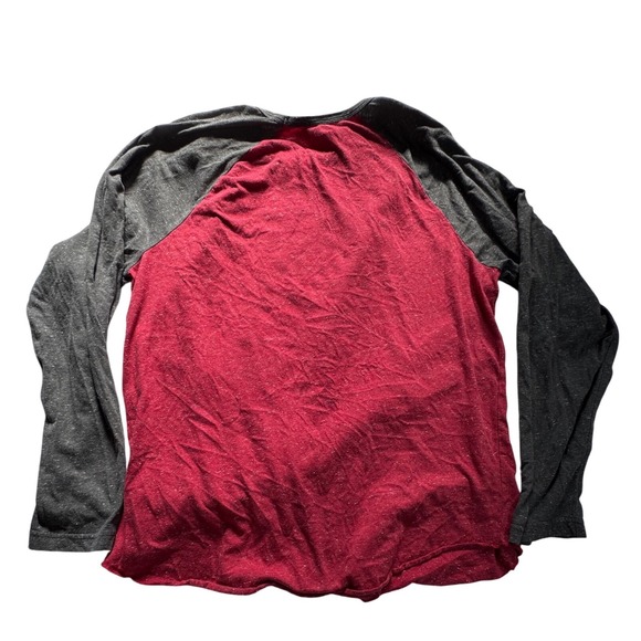 Peanuts Snoopy Chill Graphic Raglan Long Sleeve Shirt Red Grey XL - Picture 4 of 4